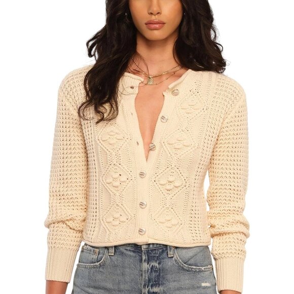 Heartloom Lydia Cardi White Cream Button Up Knit Cardigan Sz S - Picture 2 of 12